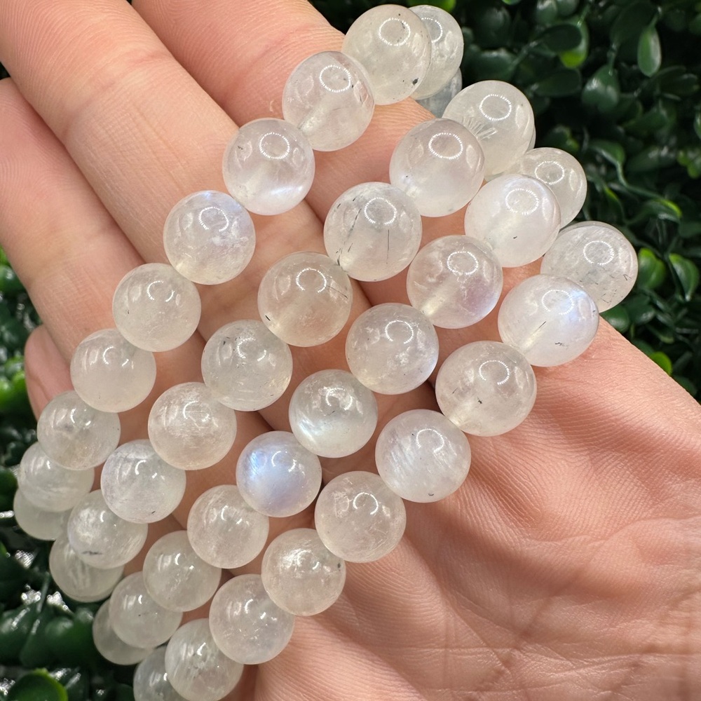 Blue Flash Moonstone 9mm Beaded Bracelet